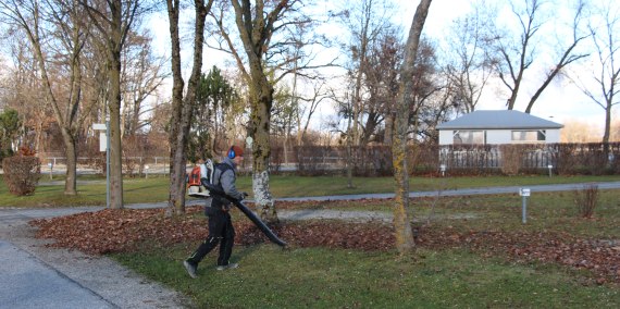 Laub blasen, © Chiemsee Camping Rödlgries